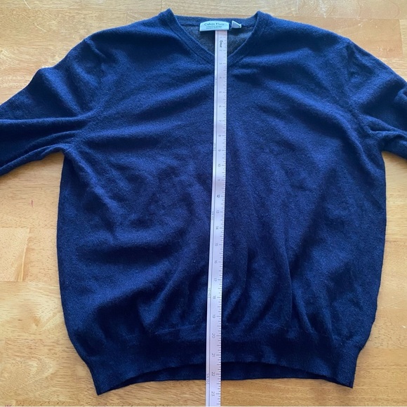 Calvin Klein Merino Wool Men's Deep Blue long sleeve V-Neck Sweater large - Picture 10 of 11